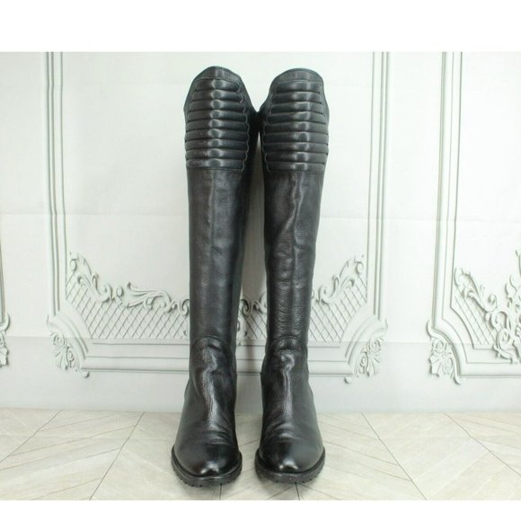 Kenneth Cole Think Ur Tough Black Leather Back Zip Tall Boots Size 6 M - Picture 4 of 9